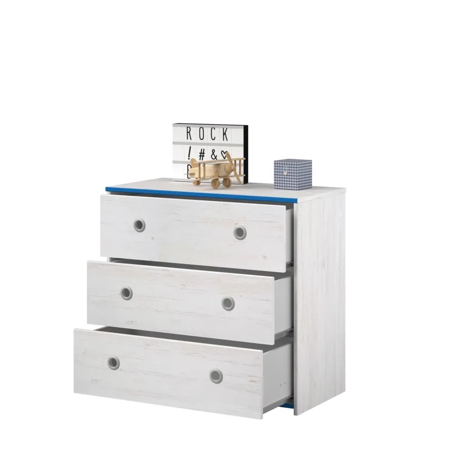 Kinderzimmer-Set 3-tlg. Parisot Smoozy 23a Holzdekor Kiefer Weiß/Blau