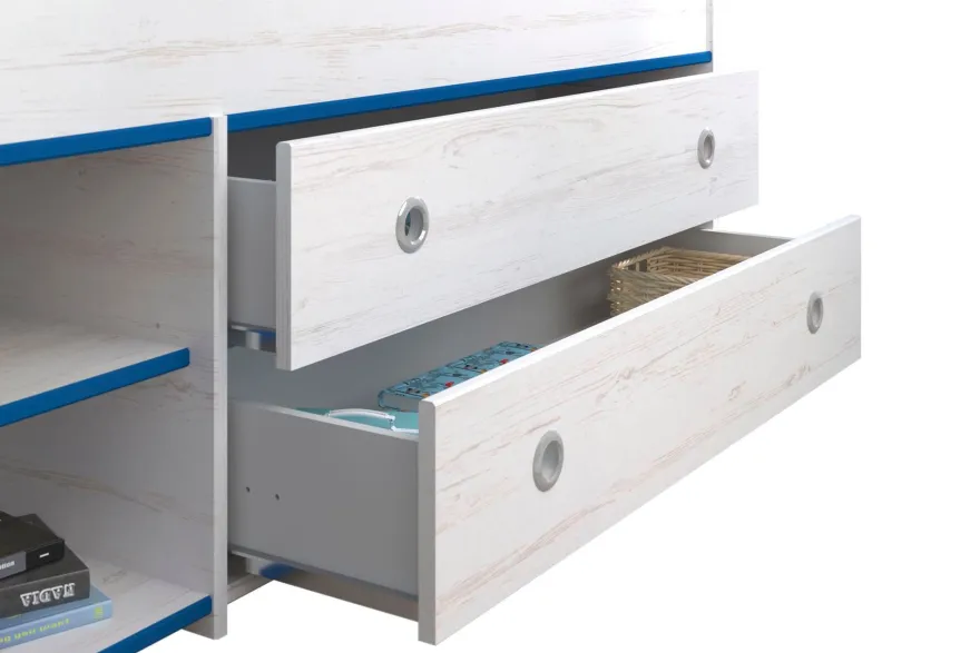 Kinderzimmer-Set 3-tlg. Parisot Smoozy 23a Holzdekor Kiefer Weiß/Blau
