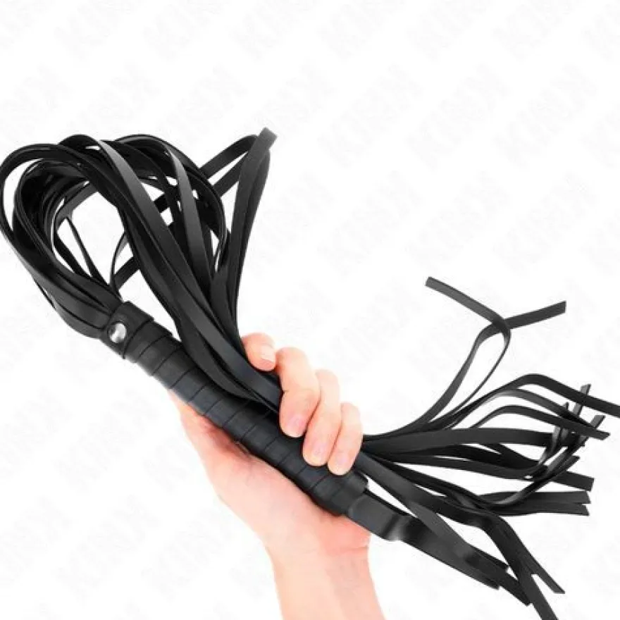 KINK – Schwarze Peitsche mit kurzem Griff und langem Schwanz 70 cm