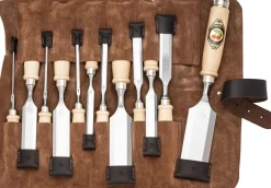 Kirschen Stechbeitelsatz in Ledertasche 12-tlg. 2-4-6-10-12-16-20-24-26-30-40-50