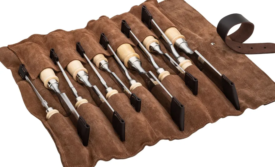 Kirschen Stechbeitelsatz in Ledertasche 12-tlg. 2-4-6-10-12-16-20-24-26-30-40-50