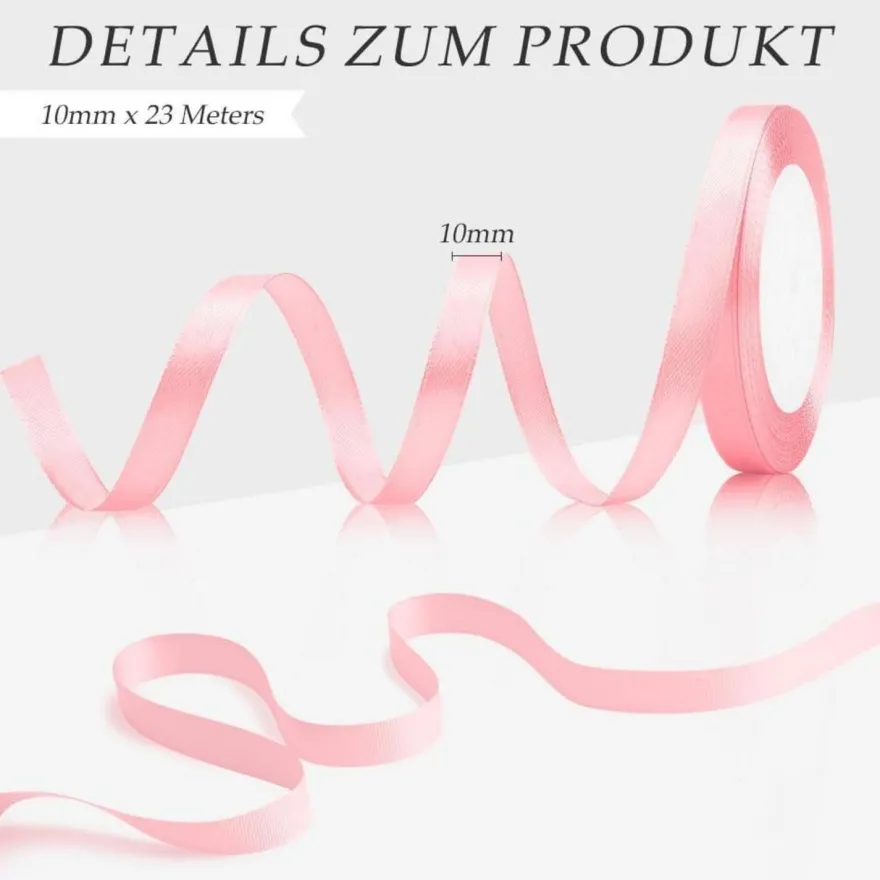 KIYFXA Satinband Rosa Blassrosa 10mm 22m - Hochwertiges Geschenkband für