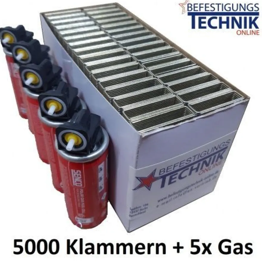 5000 Klammern 32mm verzinkt + 5x Gas für SENCO Gas Klammergerät GT40i-M KL-19.1