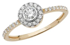 Klassischer 9 ct/Karat Gelb Gold Cluster Damen - Ring mit Zirkonia (synth.)