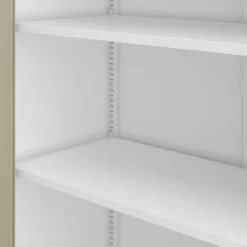 Kleiner Aktenschran Büroschrank mit Flügeltüren 93 x 90 x 40 cm weiß-holzoptik