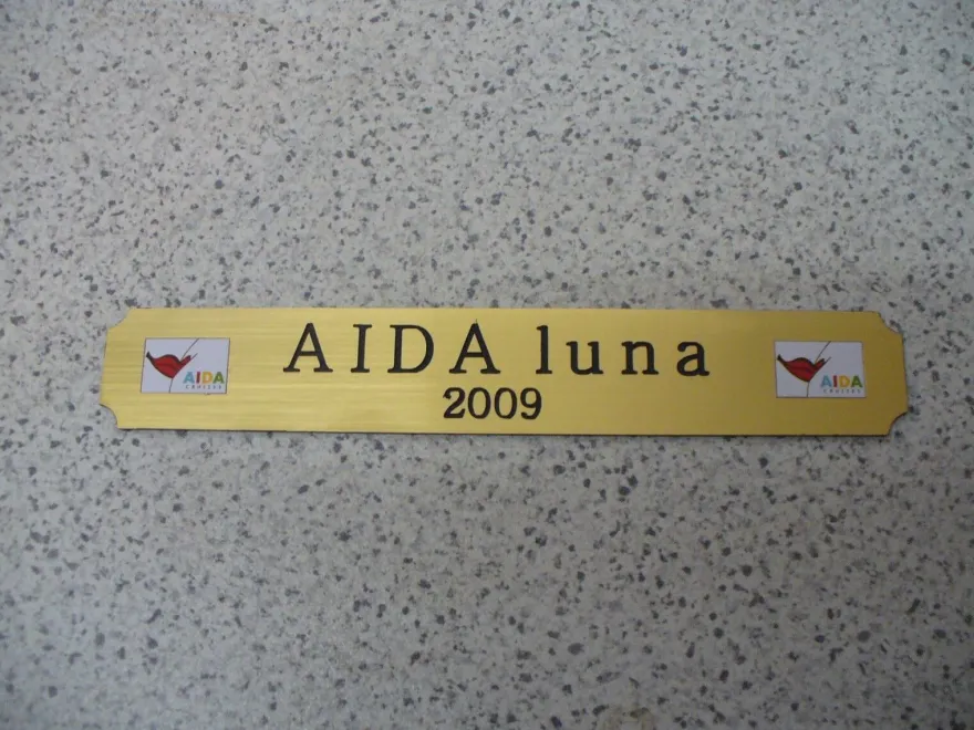 Kleines Namensschild für Modellständer - AIDA blu