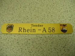 Kleines Namensschild für Modellständer - Tender Rhein A58