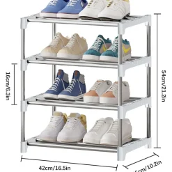Kleines stapelbares Schuhregal, 4 Ebenen Organizer, Flur Schrank Eingangsbereich