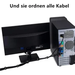 Klett Kabelbinder 20CM 50 Stück Wiederverwendbar Schwarz Fixierung Fixieren