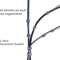 Klett Kabelbinder 20CM 50 Stück Wiederverwendbar Schwarz Fixierung Fixieren