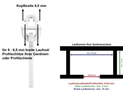 Klick Fix Gardinengleiter Faltengleiter für Gardinen- und Profilschienen