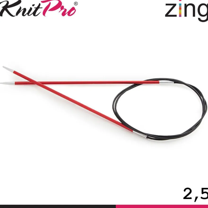 Knit Pro Zing Rundstricknadeln 120 cm leicht glatte Oberfläche 19 Größen