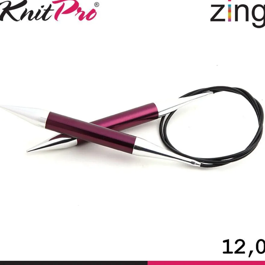 Knit Pro Zing Rundstricknadeln 120 cm leicht glatte Oberfläche 19 Größen