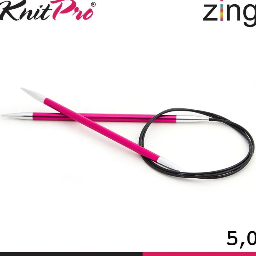 Knit Pro Zing Rundstricknadeln 120 cm leicht glatte Oberfläche 19 Größen