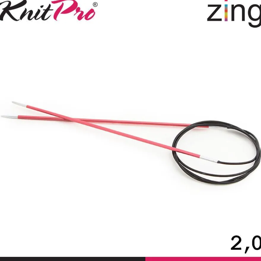 Knit Pro Zing Rundstricknadeln 120 cm leicht glatte Oberfläche 19 Größen