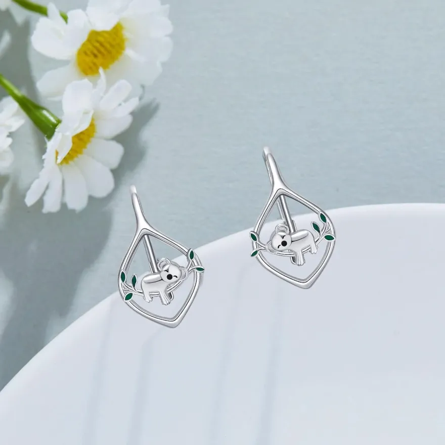 Koala Ohrringe 925 Sterling Silber Mädchen Tier Schmuck Frauen Geschenke