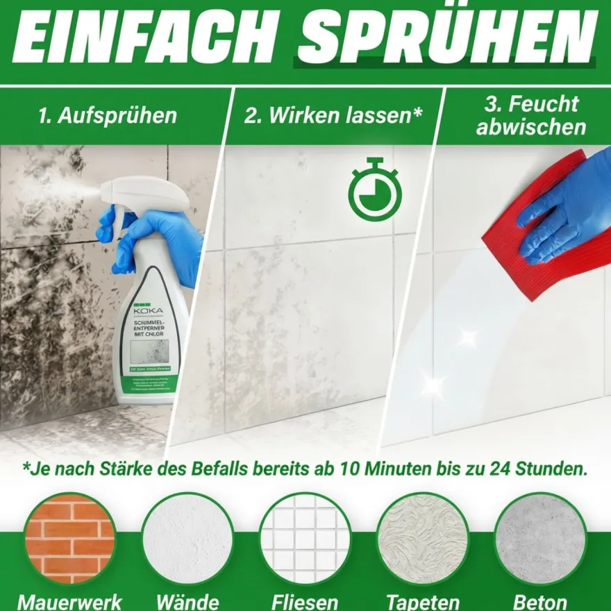KOKA Schimmelentferner Aktiv Chlor Wand Anti Schimmel-Spray Schimmel-Reiniger