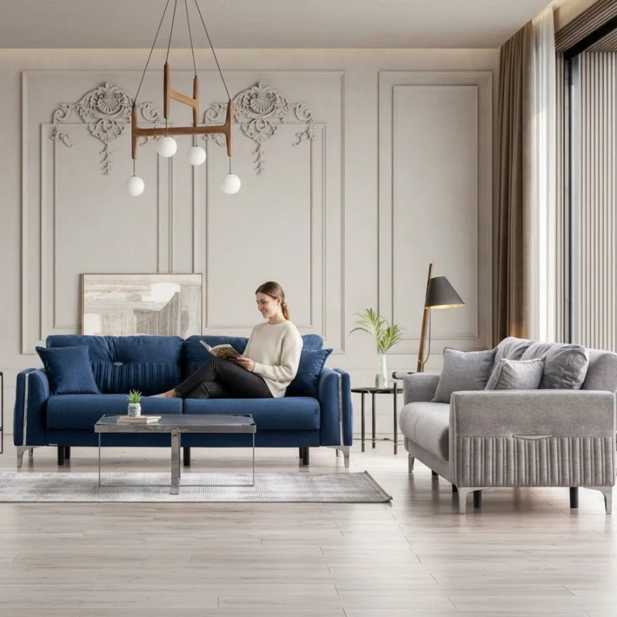 Komfortable Sofagarnitur 3 + 3 Sitzer Stilvolles Design für Entspanntes Wohnen