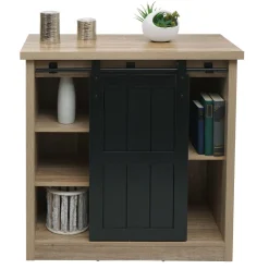 Kommode HWC-K75, Schrank, Schiebetüre 5 Staufächer, Holz-Optik Industrial 84x80x40cm
