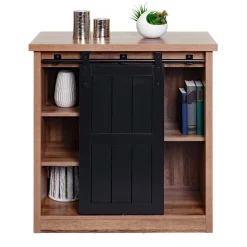 Kommode HWC-K75, Schrank, Schiebetüre 5 Staufächer, Holz-Optik Industrial 84x80x40cm