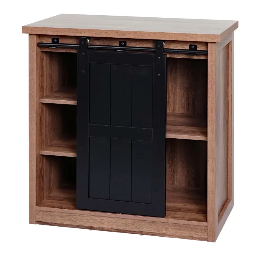 Kommode HWC-K75, Schrank, Schiebetüre 5 Staufächer, Holz-Optik Industrial 84x80x40cm