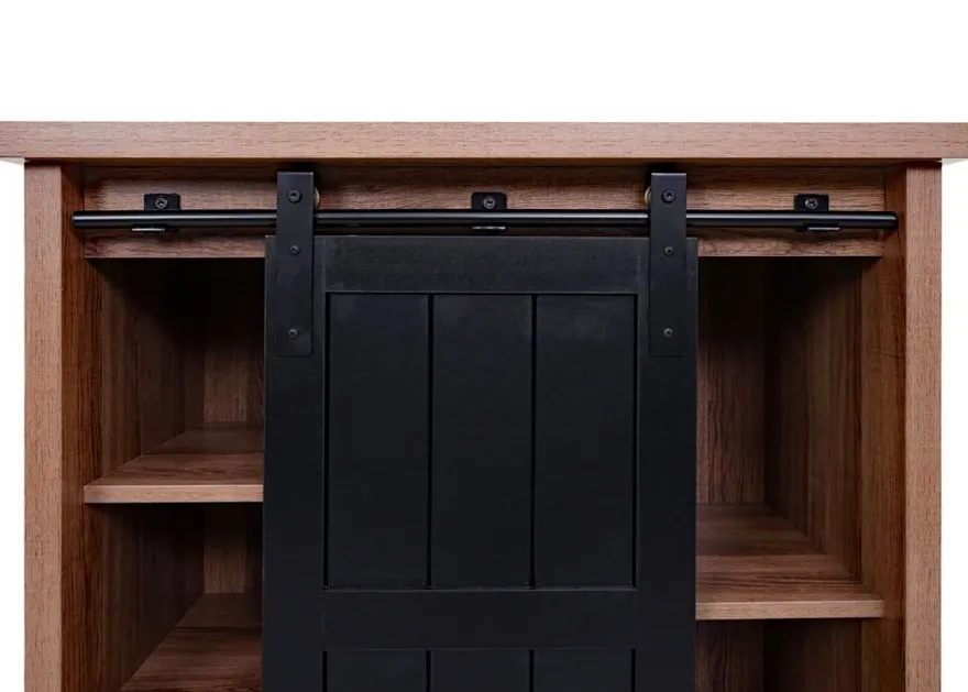 Kommode HWC-K75, Schrank, Schiebetüre 5 Staufächer, Holz-Optik Industrial 84x80x40cm