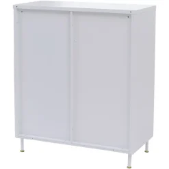 Kommode HWC-O87, Schrank Staufächer Schublade Industrial Metall Schilfglas 96x80x40cm