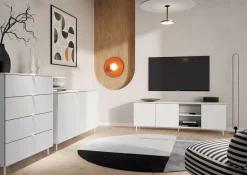 Kommode MILA MA-03 mit 3 Türen Sideboard 150 cm Anrichte Weiß Modern