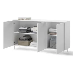 Kommode MILA MA-03 mit 3 Türen Sideboard 150 cm Anrichte Weiß Modern