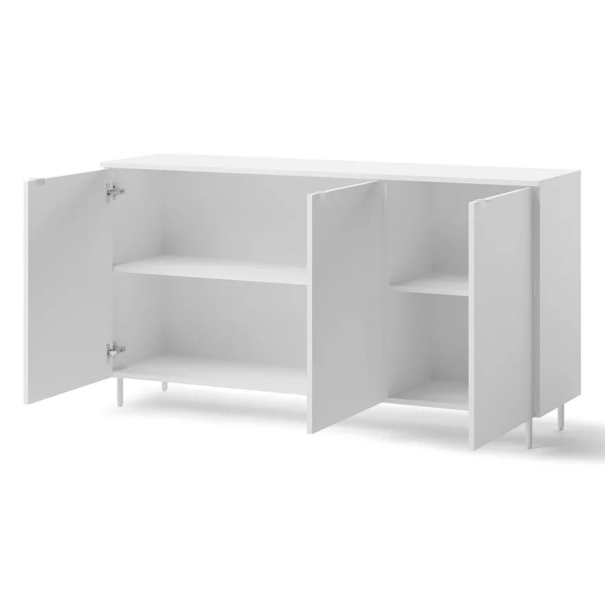 Kommode MILA MA-03 mit 3 Türen Sideboard 150 cm Anrichte Weiß Modern