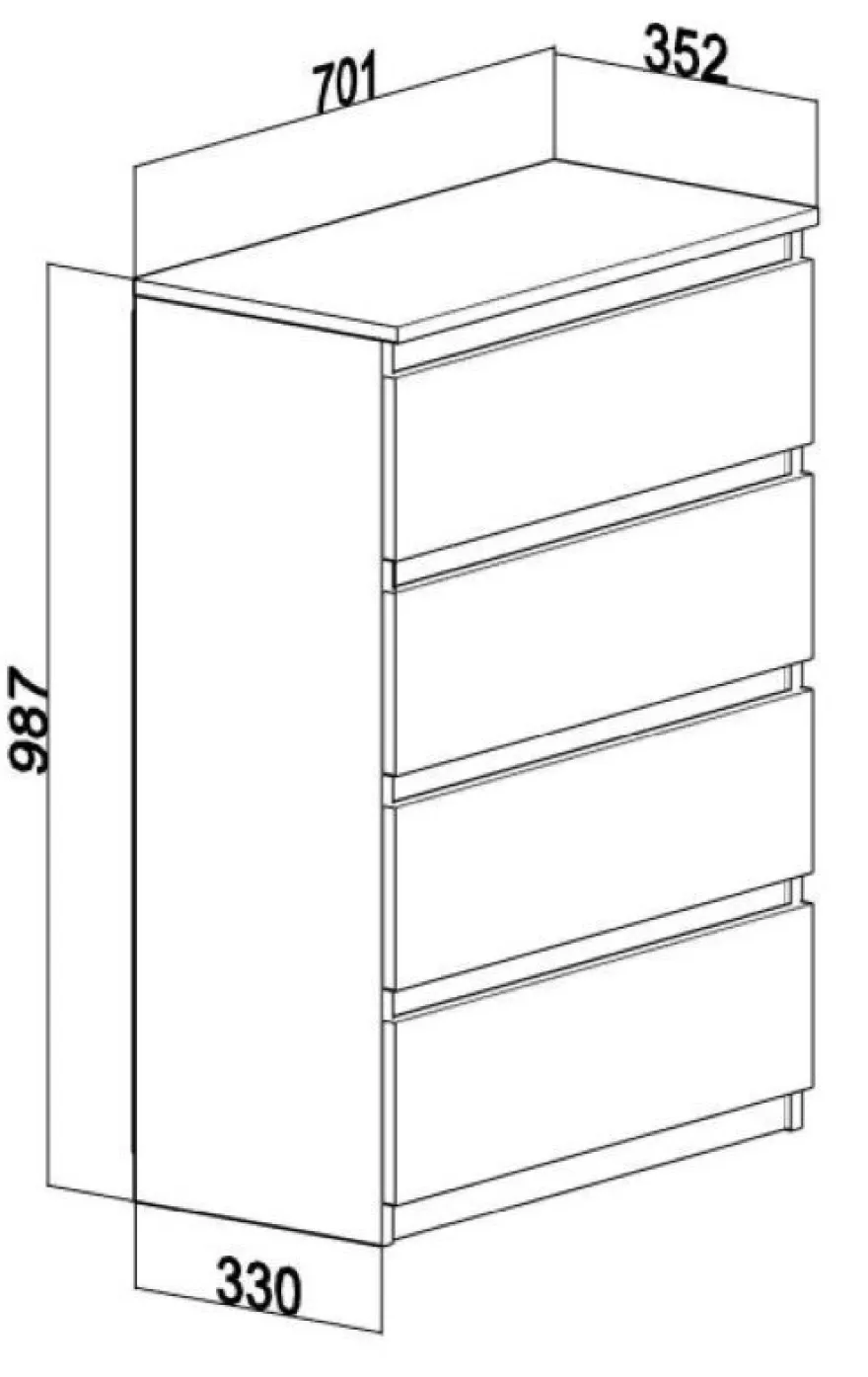 Kommode mit 4 Schubladen Sideboard schwarz Anrichte holz