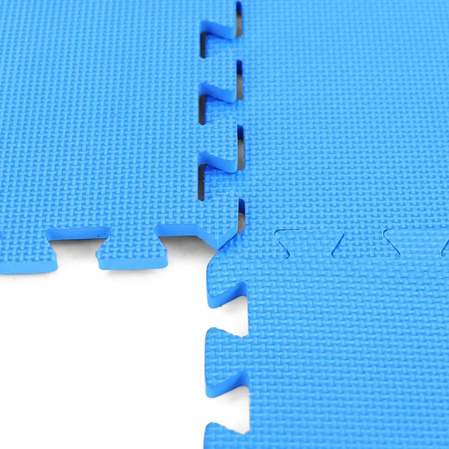 Kompletter Sportboden-Set fürs Homegym - 8 blaue Platten 50 x 50 cm