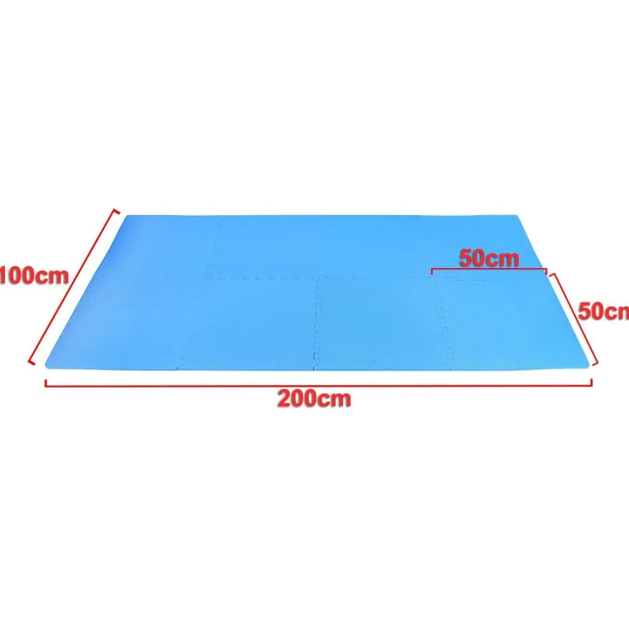 Kompletter Sportboden-Set fürs Homegym - 8 blaue Platten 50 x 50 cm
