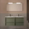 Komplett-Set ATTILA 1200 4 Schubladen GREEN SATIN + Waschtisch + Spiegel + Leuchte