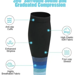 Kompression Wadenbandage 2 Stück für Sport Laufen Farbverlauf Blau