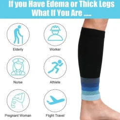 Kompression Wadenbandage 2 Stück für Sport Laufen Farbverlauf Blau