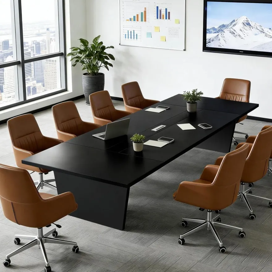 Konferenztisch Büro 180x100cm, Moderner Besprechungstisch mit 2,5 cm