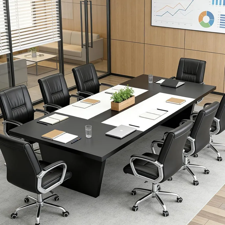 Konferenztisch Büro 160x80cm - Moderner Besprechungstisch mit 2,5cm starker