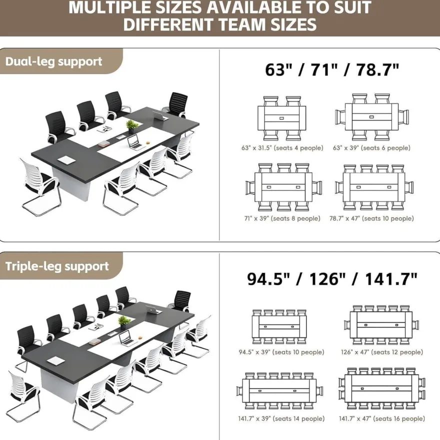 Konferenztisch Büro 160x80cm - Moderner Besprechungstisch mit 2,5cm starker