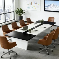 Konferenztisch Büro 200x120x74cm, Moderner Besprechungstisch mit 2,5 cm