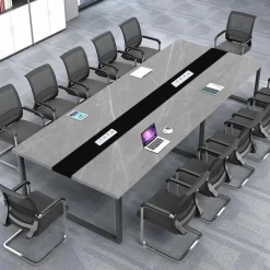 Konferenztisch mit Kabelmanagement, Großer Besprechungstisch Modern für Büro