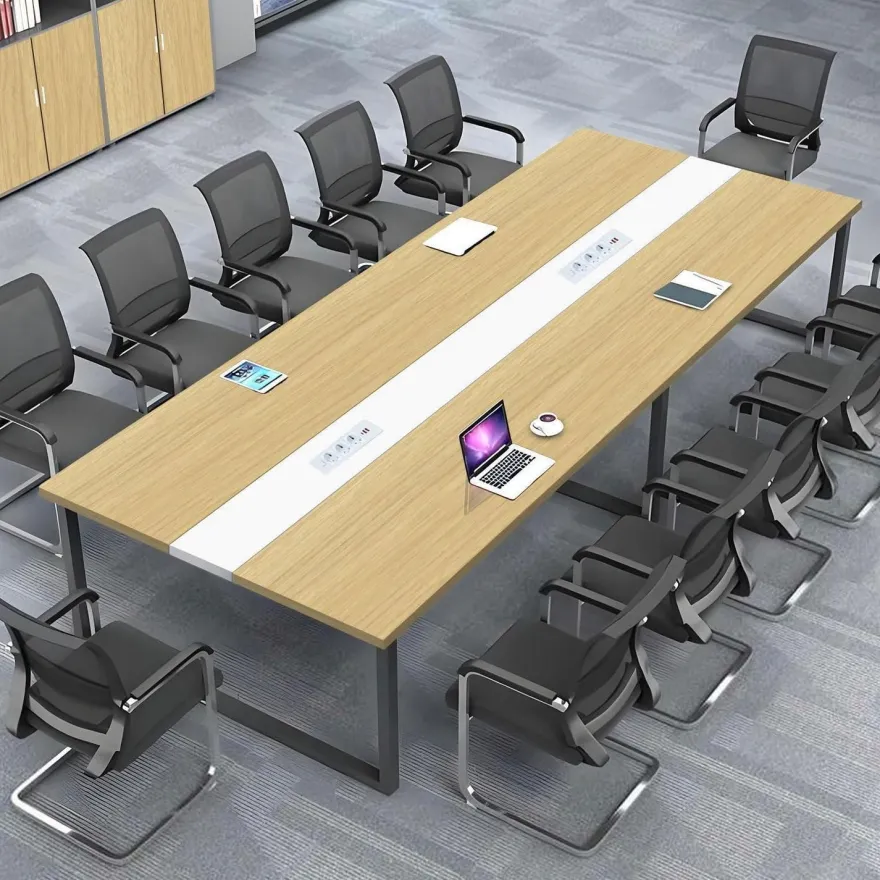 Konferenztisch mit Kabelmanagement, Großer Besprechungstisch Modern für Büro
