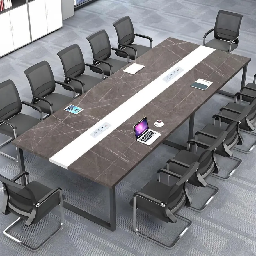 Konferenztisch mit Kabelmanagement, Großer Besprechungstisch Modern für Büro