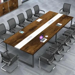 Konferenztisch mit Kabelmanagement, Großer Besprechungstisch Modern für Büro