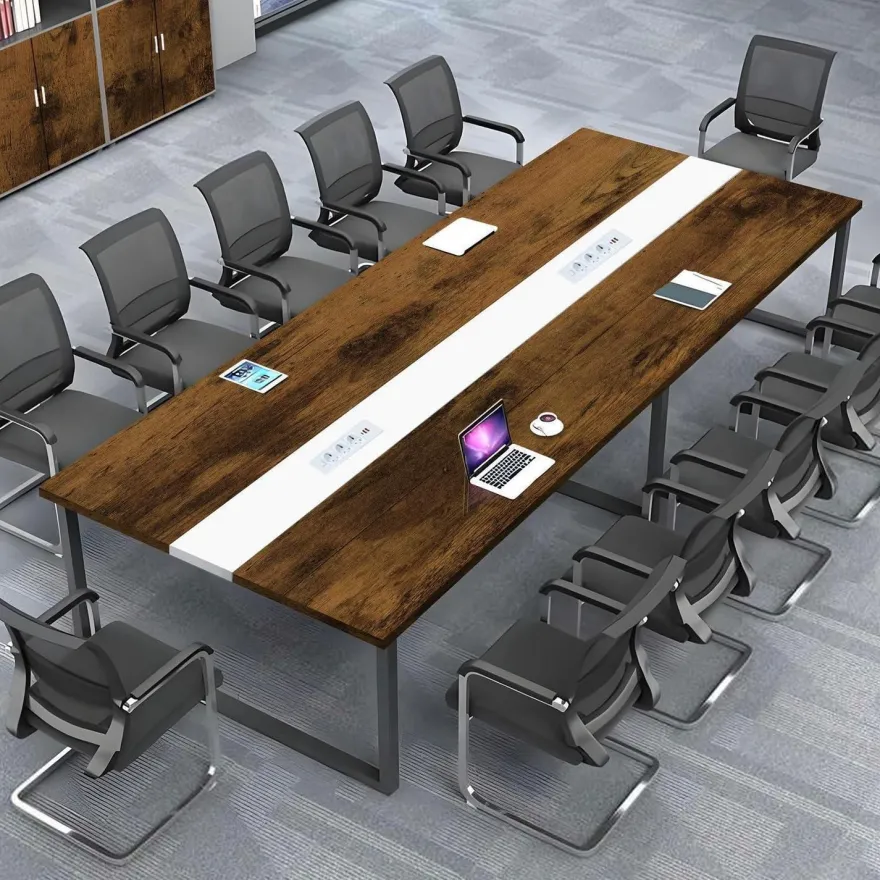 Konferenztisch mit Kabelmanagement, Großer Besprechungstisch Modern für Büro