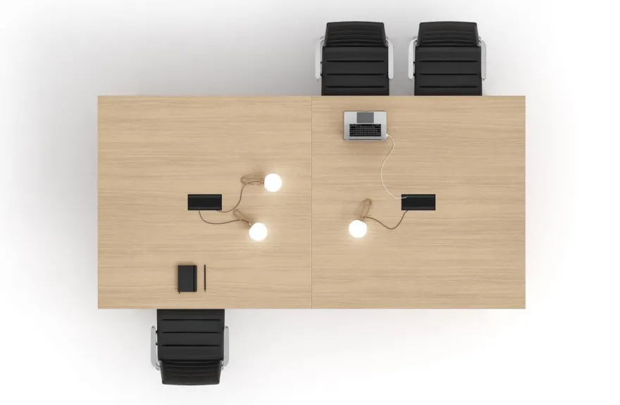 Konferenztisch POLARE mit Massivholzbeinen in Esche 248/328 x 124 x 74 cm