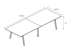 Konferenztisch POLARE mit Massivholzbeinen in Esche 248/328 x 124 x 74 cm