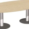 Konferenztisch Tellerfuß Fassform, Endelement mit 2 Füßen und Verkettungsmaterial,