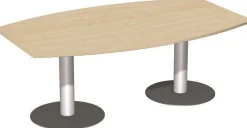 Konferenztisch Tellerfuß Fassform, Endelement mit 2 Füßen und Verkettungsmaterial,