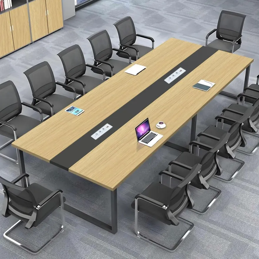 Konferenztisch 400x120cm mit Kabelmanagement - Moderner Besprechungstisch für